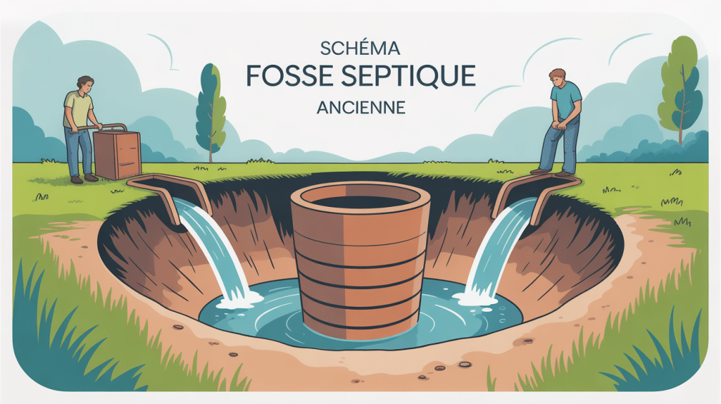 ancienne fosse septique schema vu en coupe simplifiée