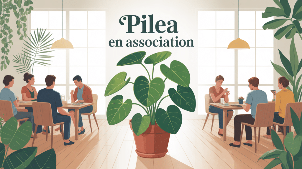 pilea en asso entouré membres salle lumineuse