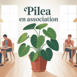 pilea en asso entouré membres salle lumineuse