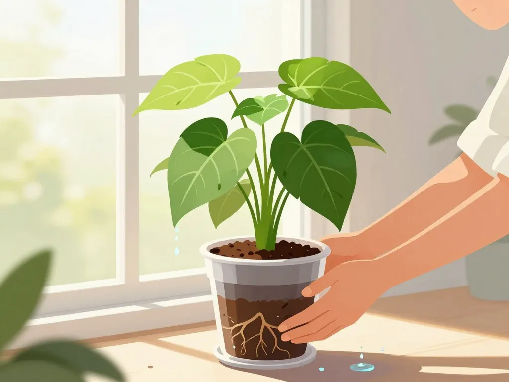 pilea asso près fenêtre lumière arrosage substrat sain