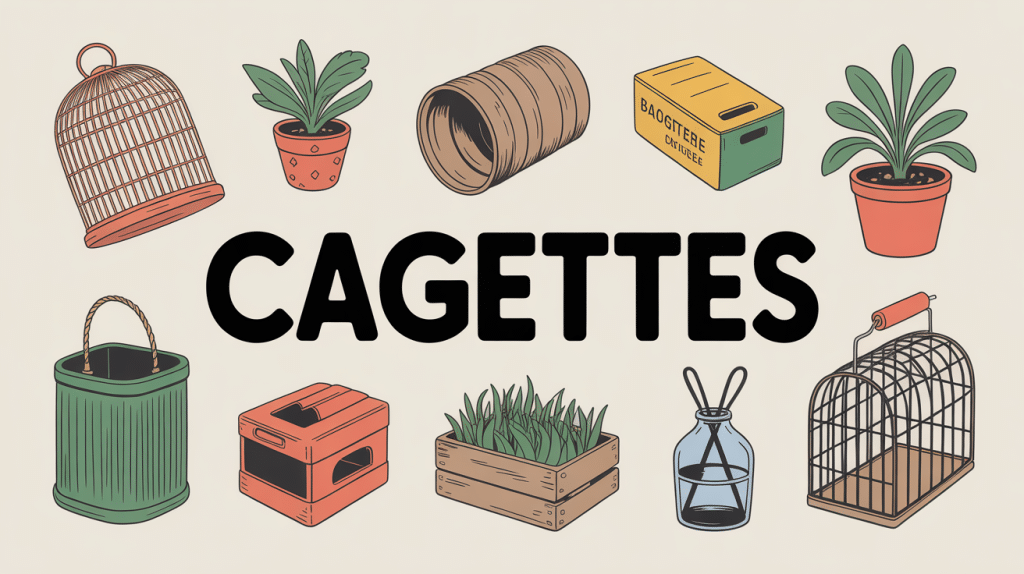 Illustration cagettes bois plastique carton organisation DIY