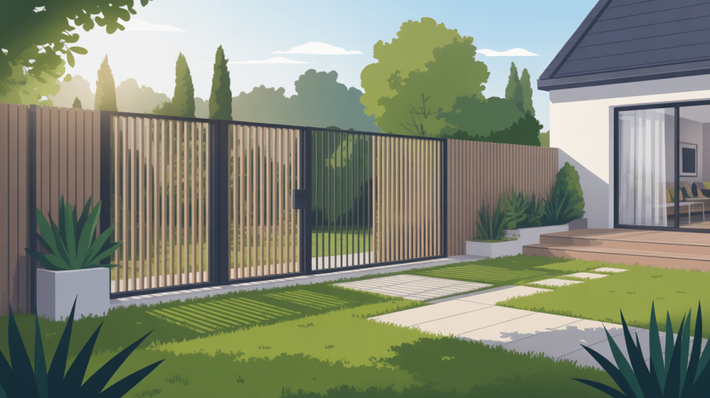 Cloture jardin moderne design harmonieuse devant maison