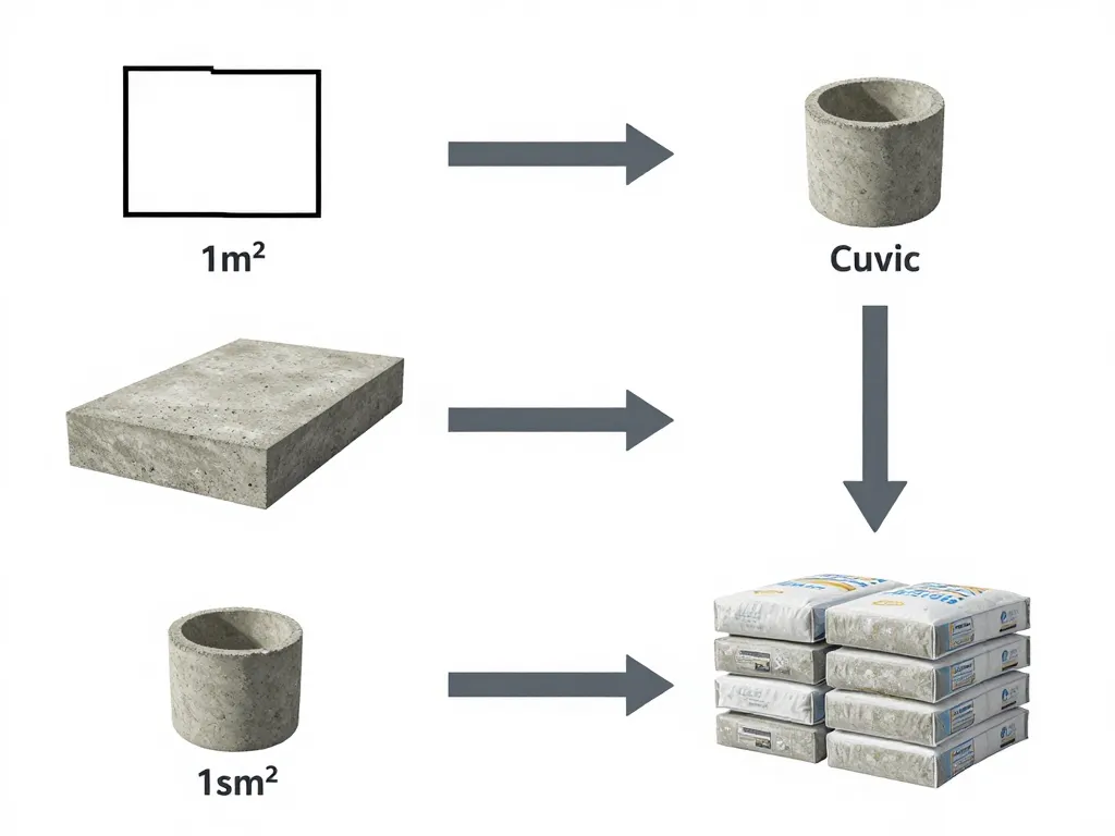 combien de sac de béton tout prêt pour 1m2 conversion m3 et sacs