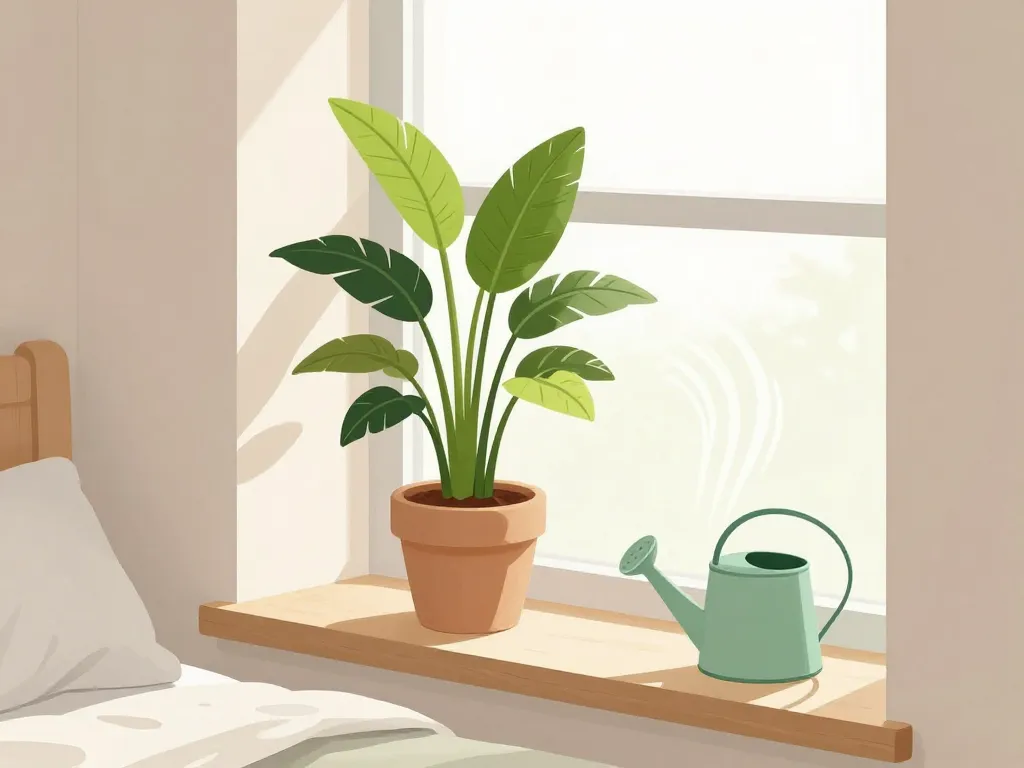 arbre de jade dans une chambre en pleine santé, lumière et soins adaptés