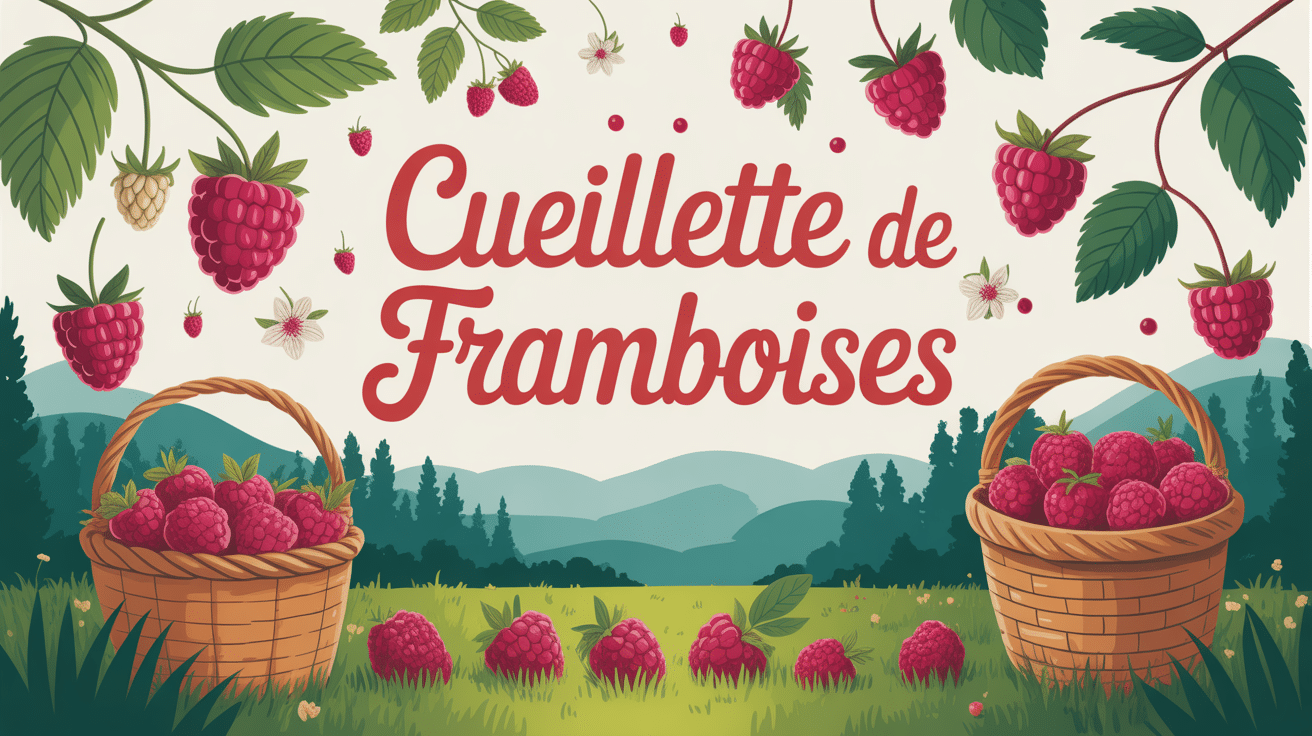 cueillette framboise en famille champs été