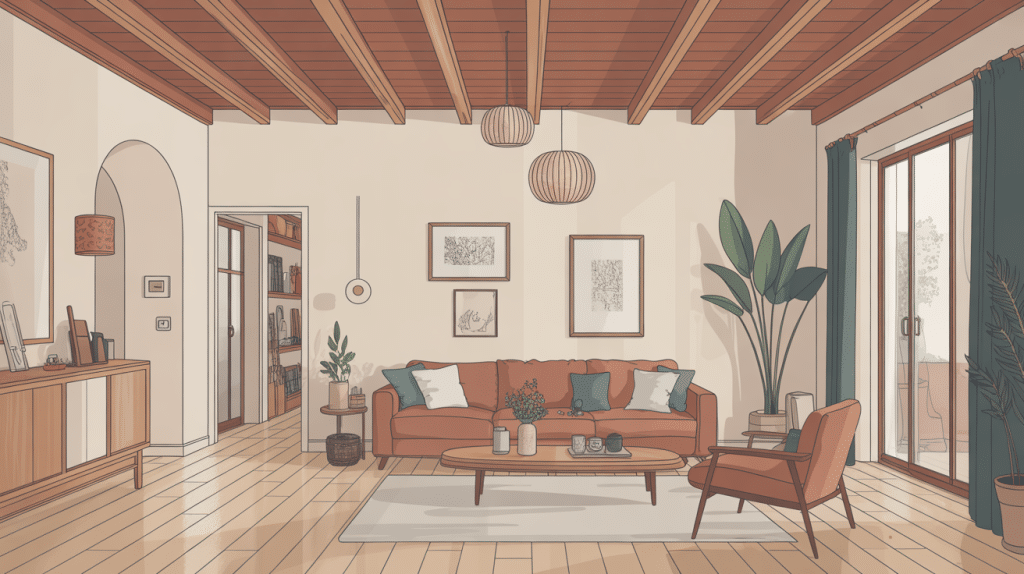 eclairage plafond poutre apparente illustration harmonie lumineuse