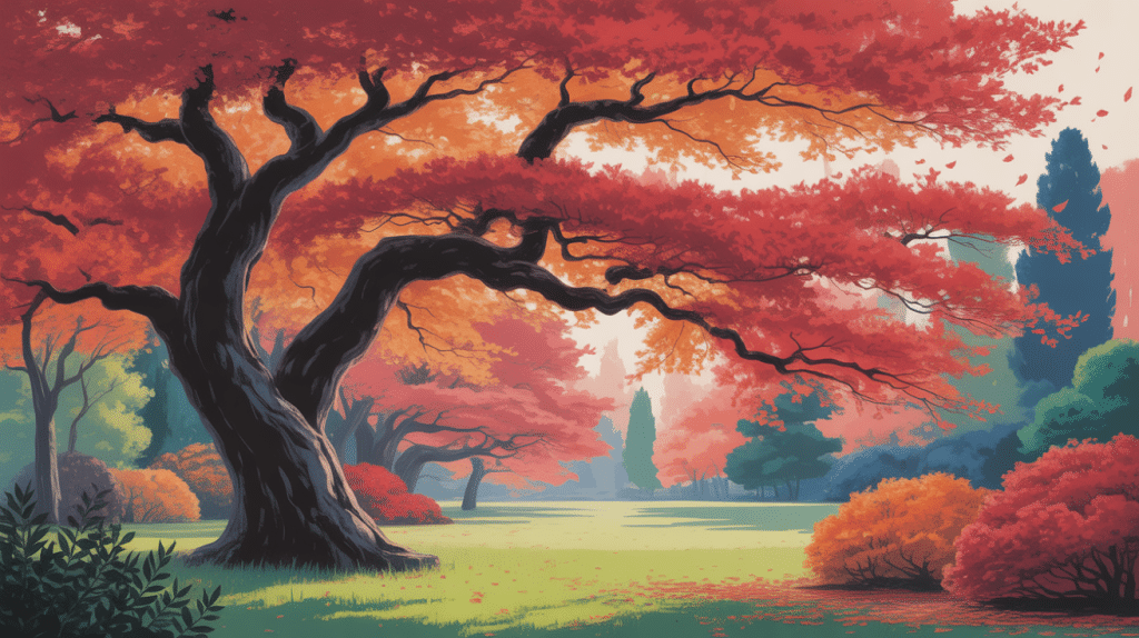 erables rouges japon jardin automne feuilles flamboyantes