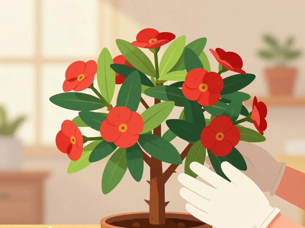 goutte de sang plante détails tiges épineuses et bractées rouges