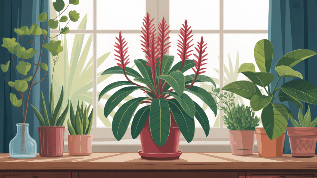 goutte de sang plante sur table intérieure lumineuse