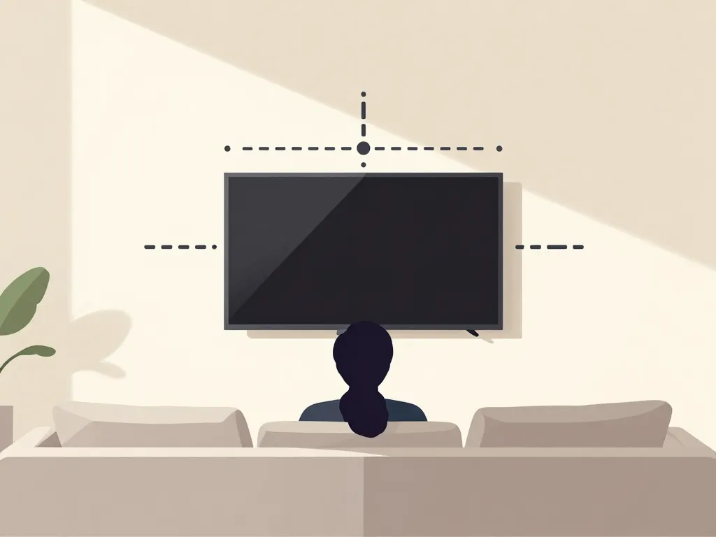 schema hauteur tele au mur centre ecran niveau yeux