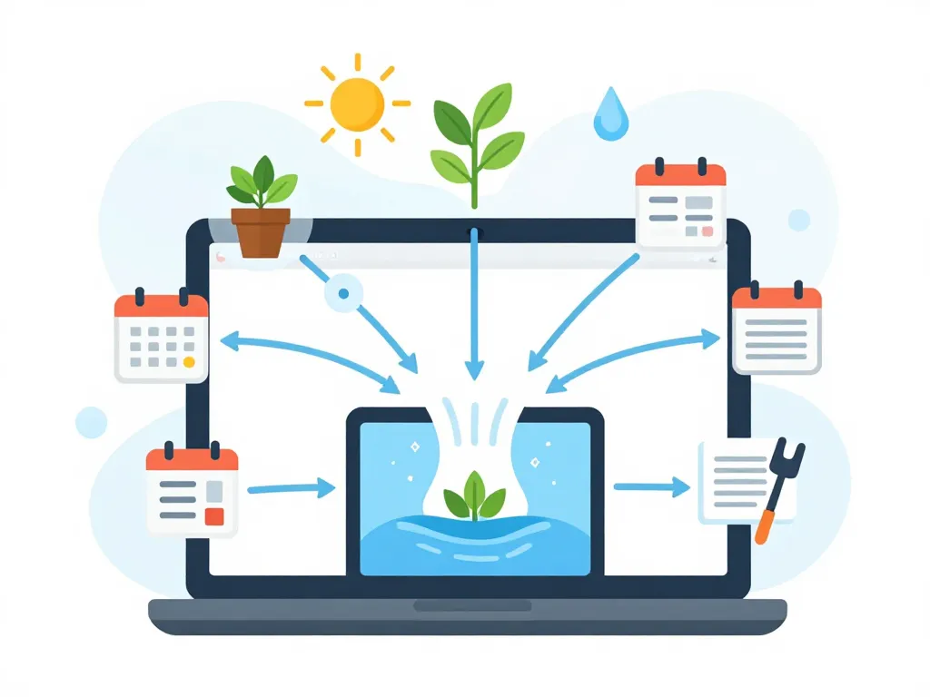 Diagramme ecosystème digital Jardipedia, calendrier et fiches