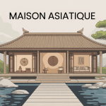 maison asie zen contemporaine illustration vectorielle