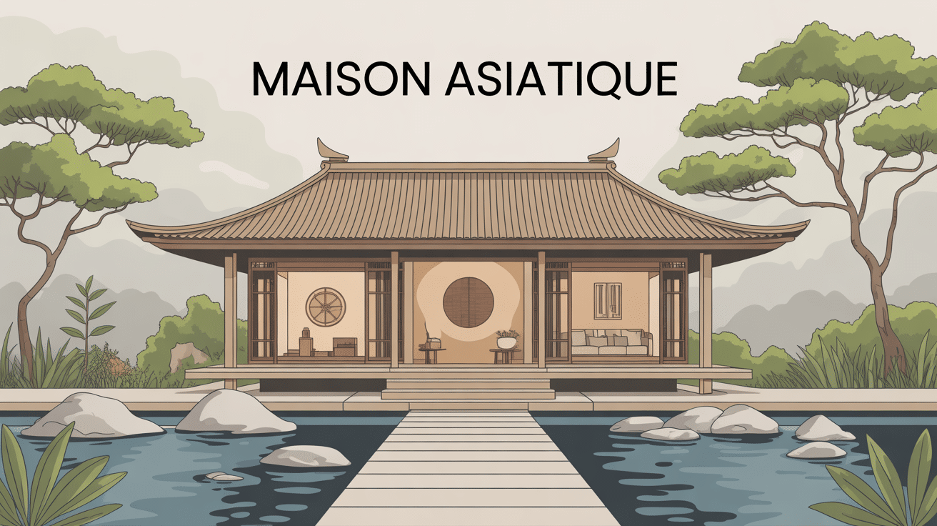 maison asie zen contemporaine illustration vectorielle
