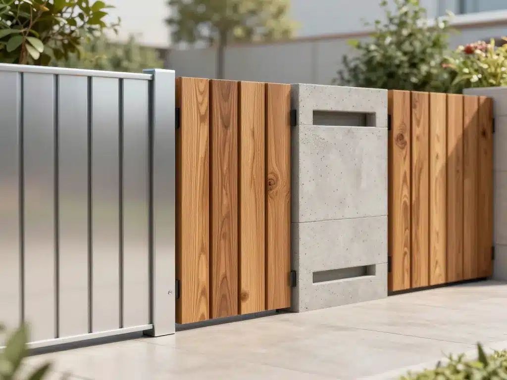 Materiaux cloture jardin moderne aluminium bois beton design