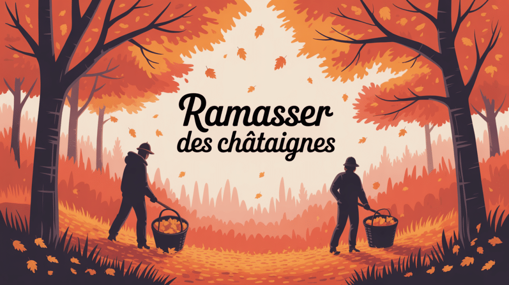 où ramasser des châtaignes autour de moi illustration automne forestière