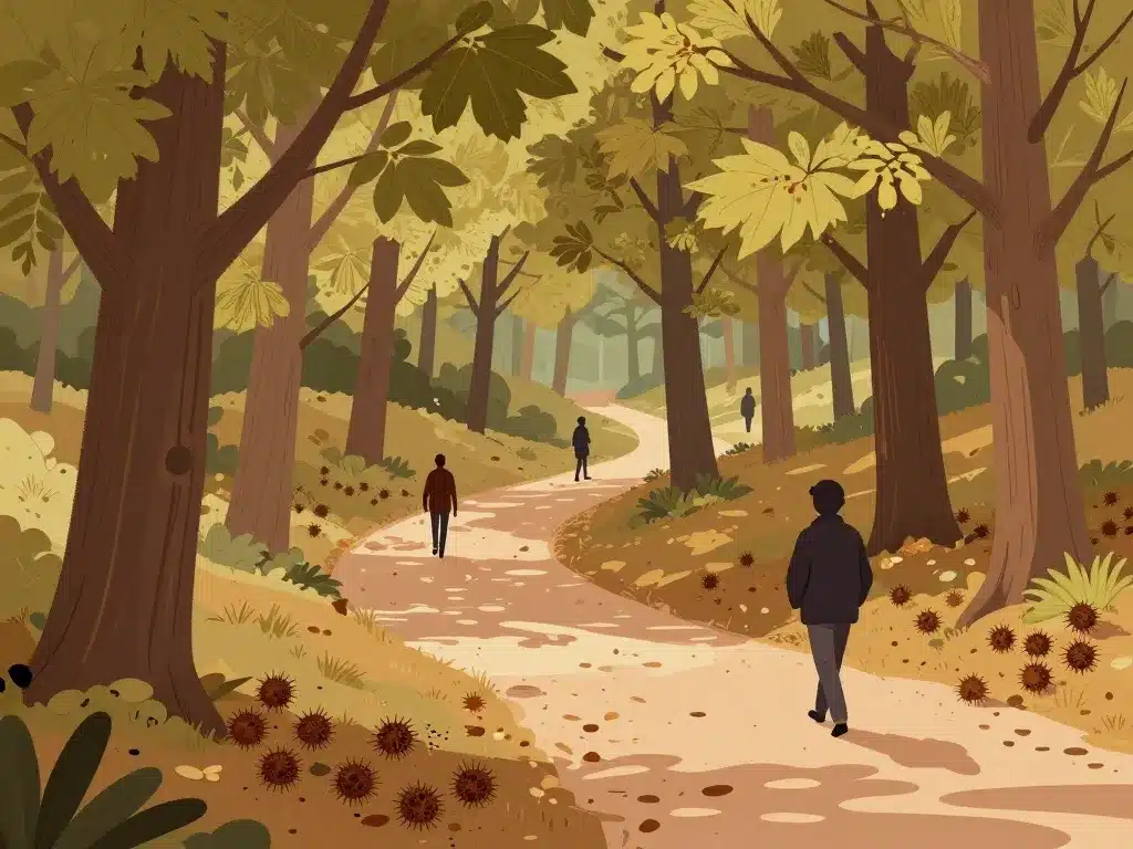 où ramasser des châtaignes autour de moi repères forestiers illustration