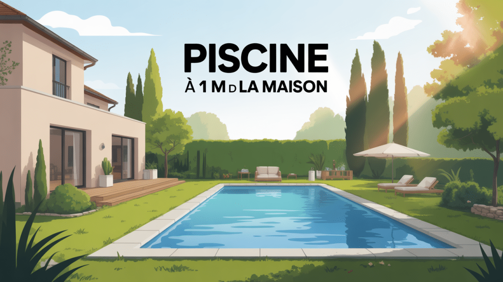 illustration maison moderne piscine à 1 m de la maison jardin