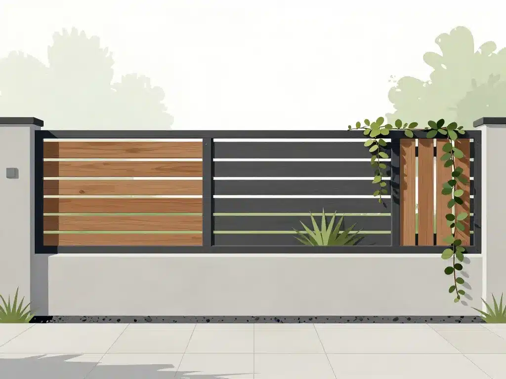 Styles cloture jardin moderne design variés avec lames et végétal