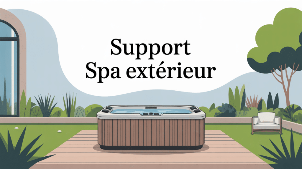Vue stylisée sur quoi poser un spa extérieur dans un jardin moderne