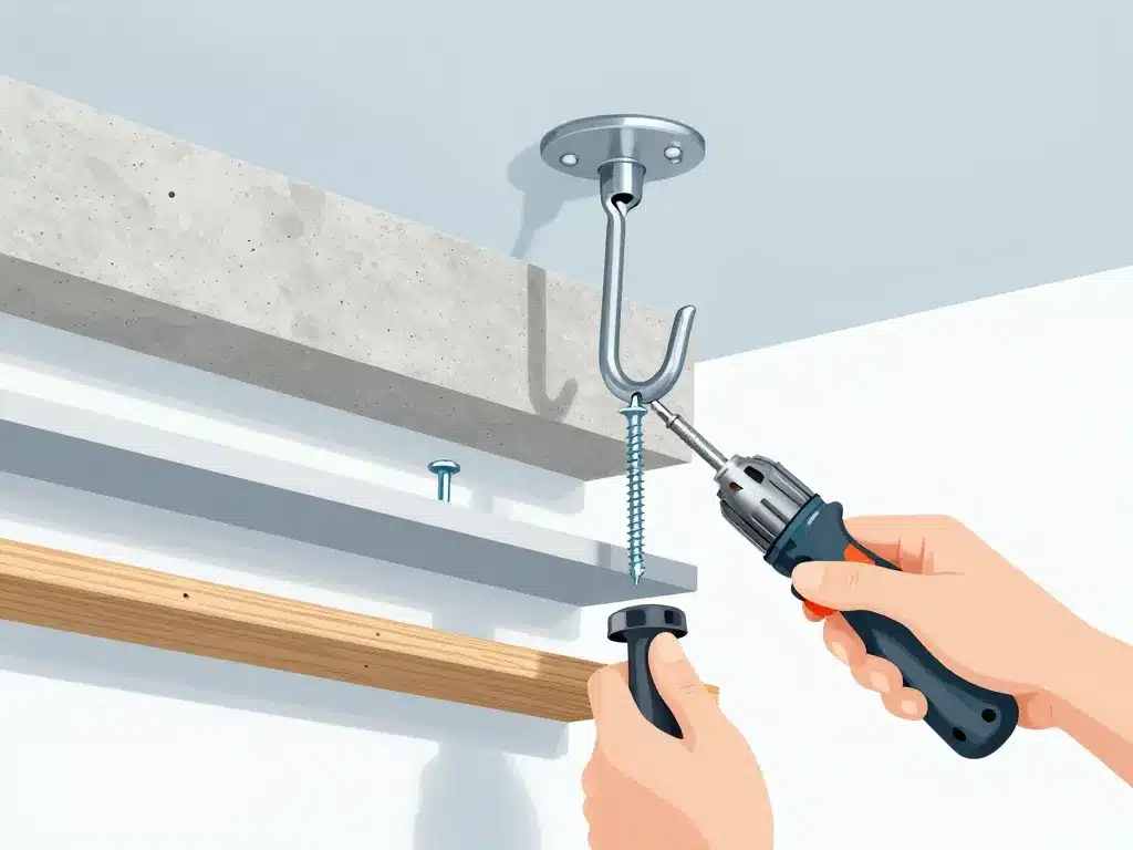 suspension crochet installation plafond étape sécurité