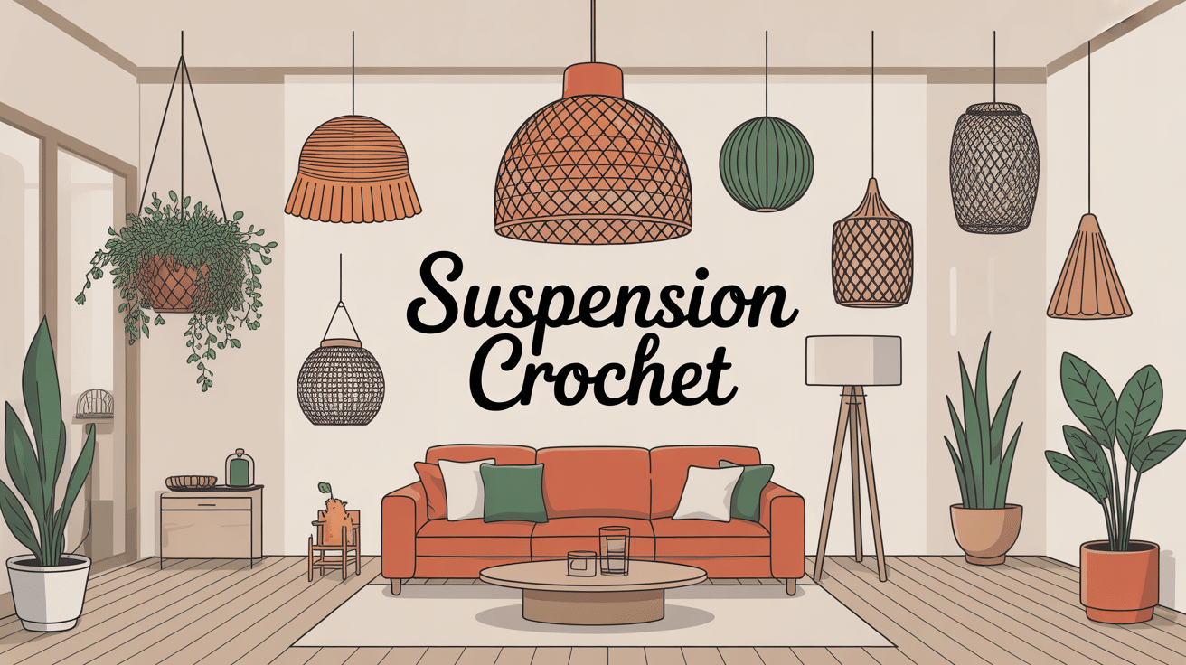 suspension crochet pour luminaire, plante et déco dans salon