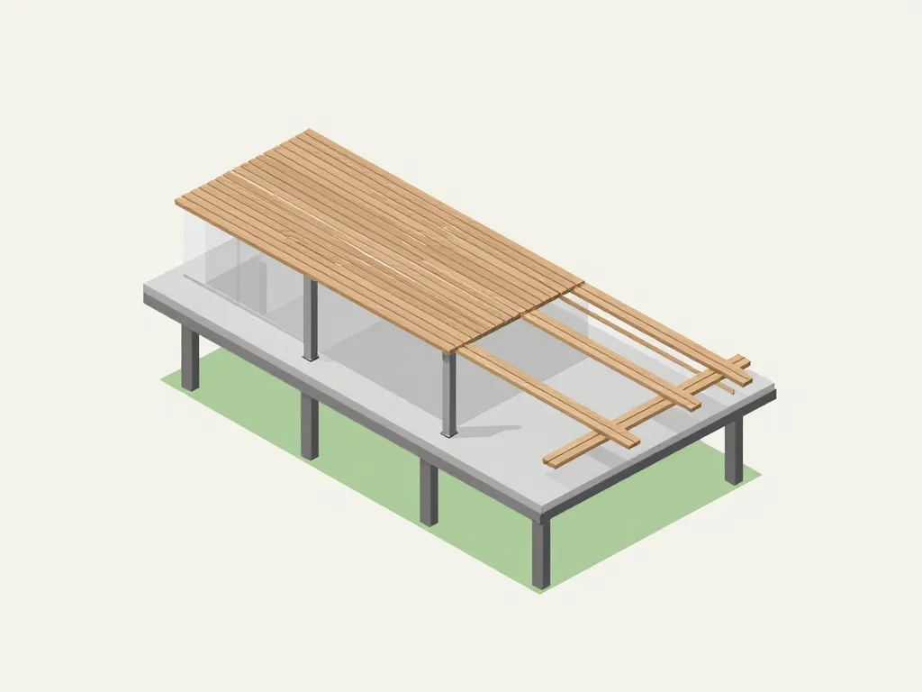 Diagramme structure terrasse sur pilotis moderne