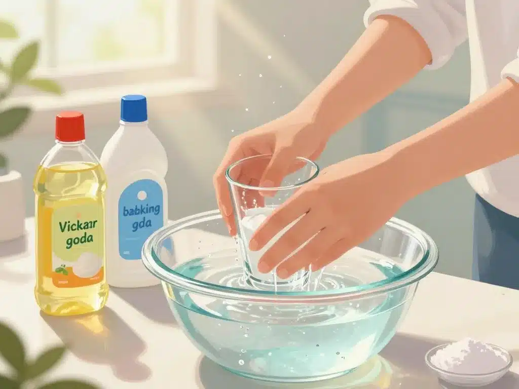 verre blanchi nettoyage vinaigre bicarbonate visuel