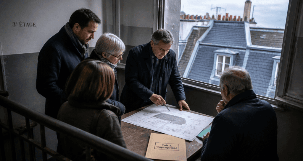 a qui appartient le toit dans une copropriété image escalier syndic plans