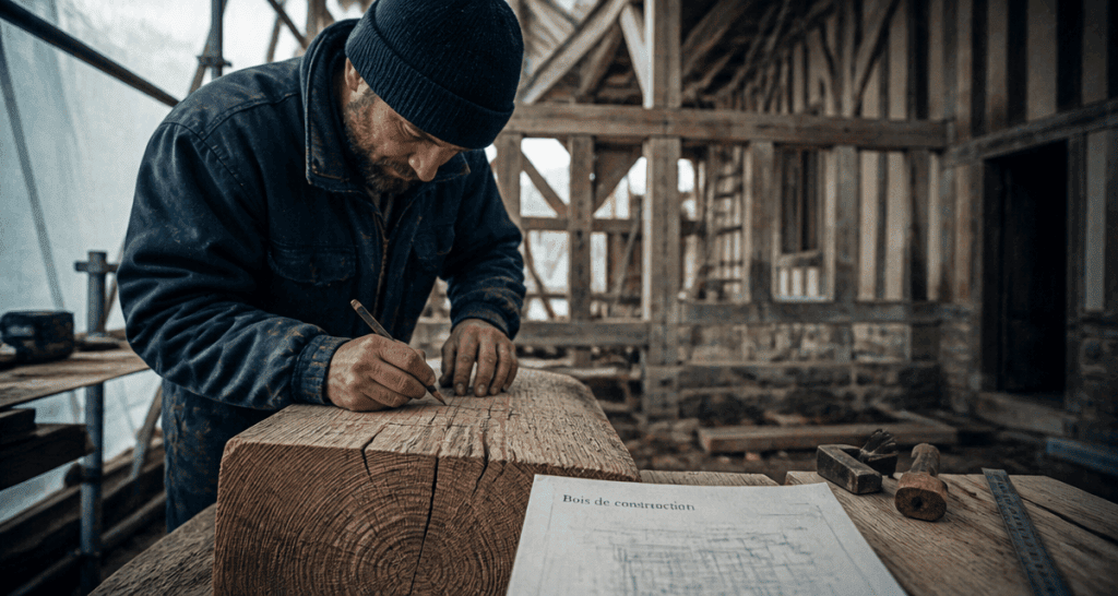 achat bois pour colombage charpentier chantier