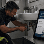 Artisan en 1 clic plombier prix réparant une fuite sous lavabo