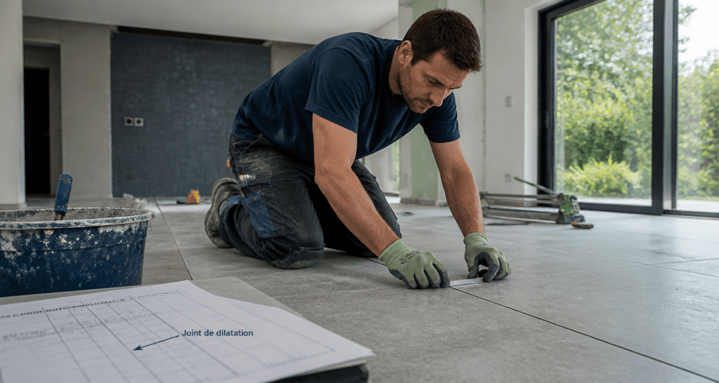 carrelage joint de dilatation posé au sol