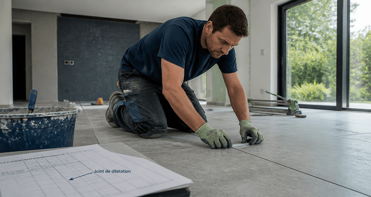 carrelage joint de dilatation posé au sol