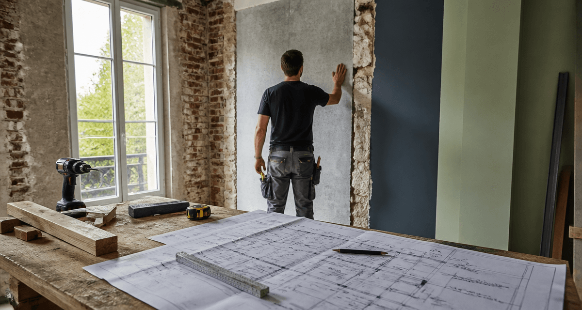 comment reconnaitre un mur porteur, homme examine mur épais