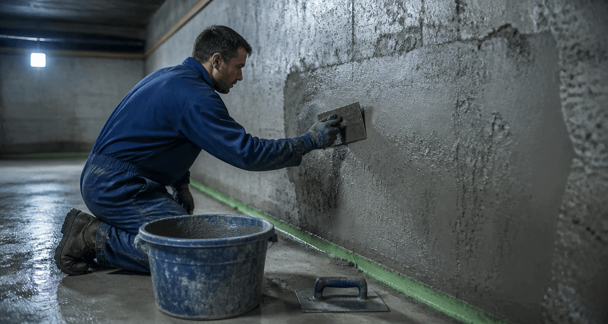 cuvelage mur sous-sol ouvrier enduit