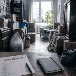 devis debarras sur table dans appartement encombré