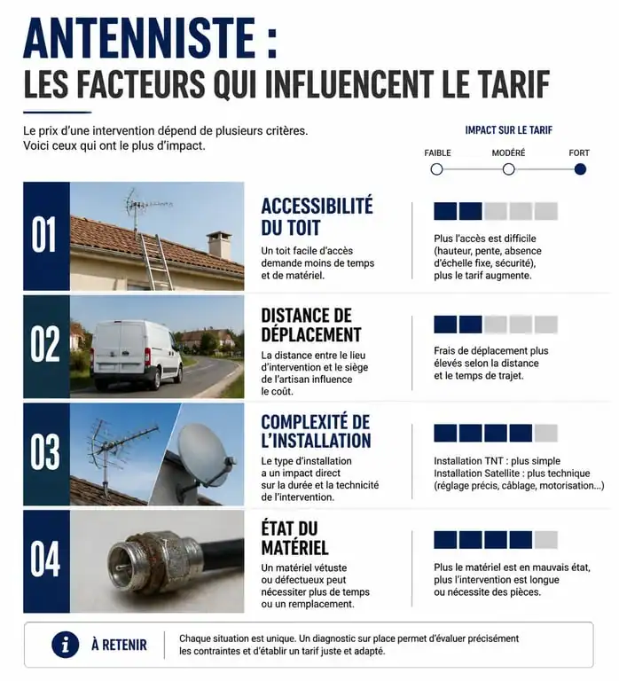 Facteurs influençant le tarif d'un antenniste pour le réglage d'une antenne TV