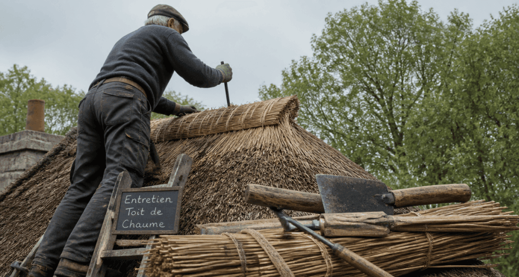entretien toit de chaume artisan faîtage