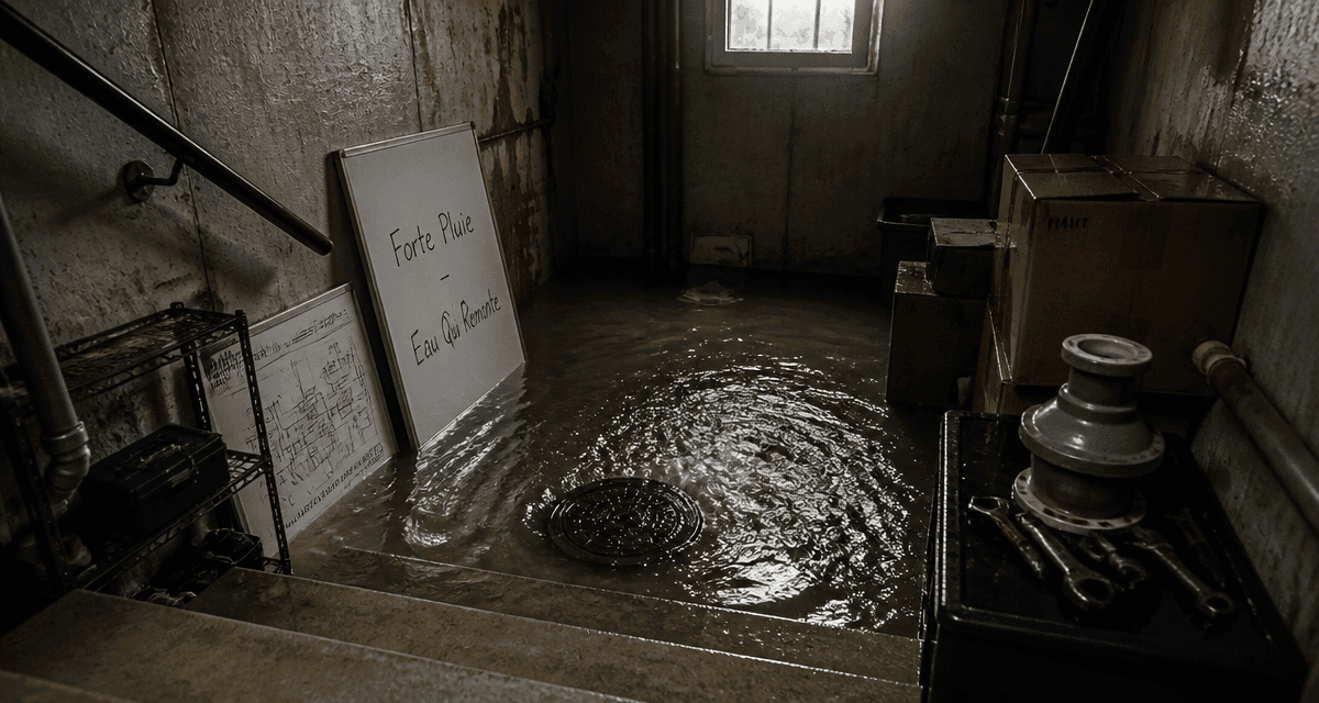 Forte pluie eau qui remonte cave inondée