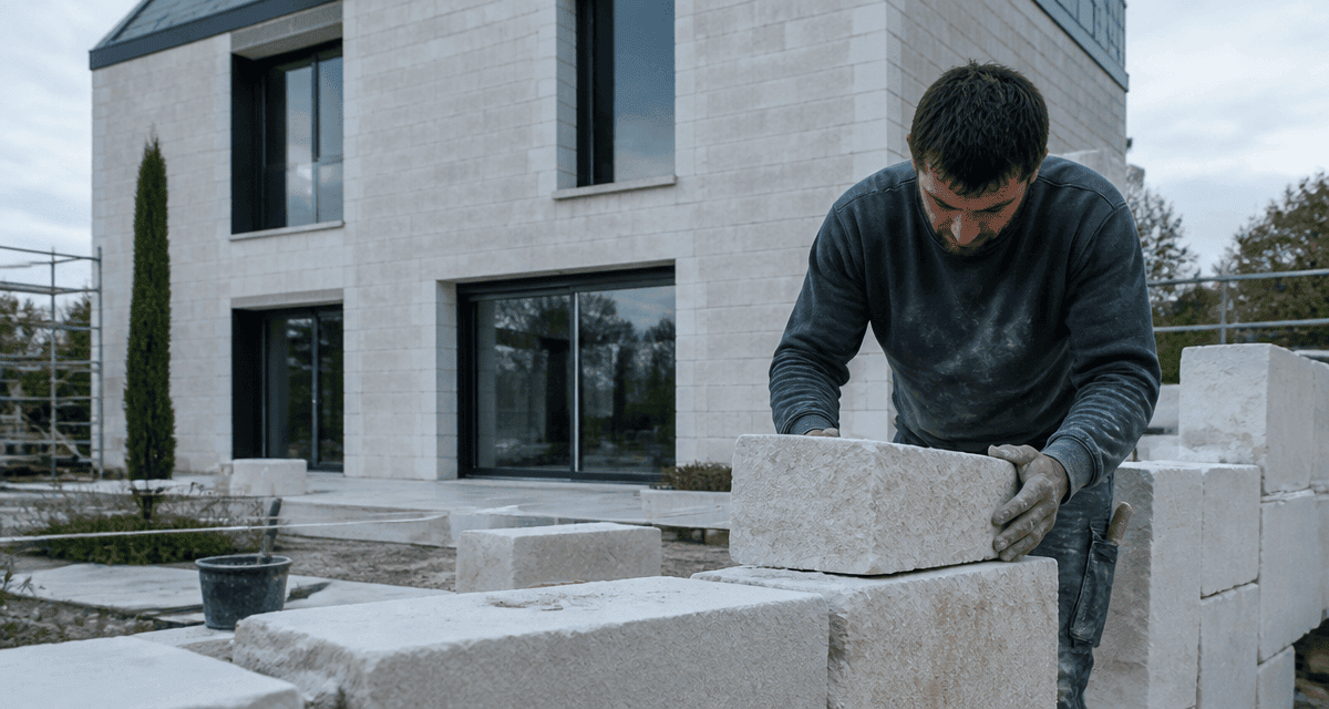 maison pierre de taille bloc calcaire chantier