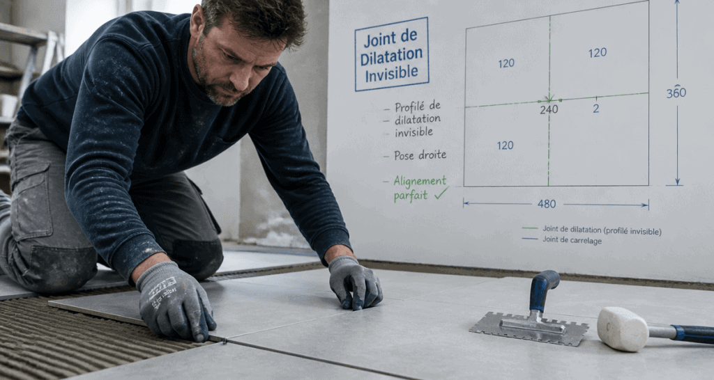 artisan pose joint de dilatation carrelage invisible