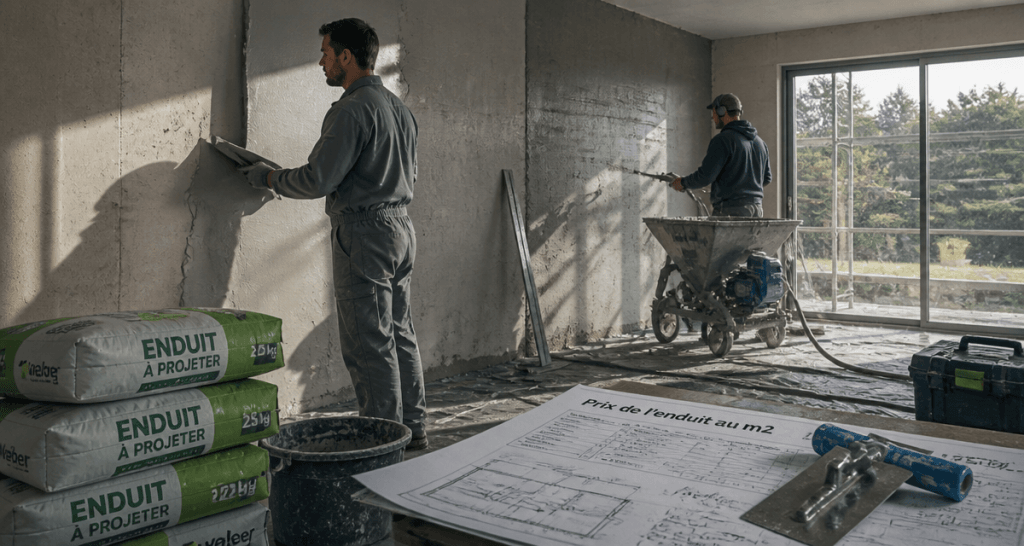prix enduit m2 application enduit chantier
