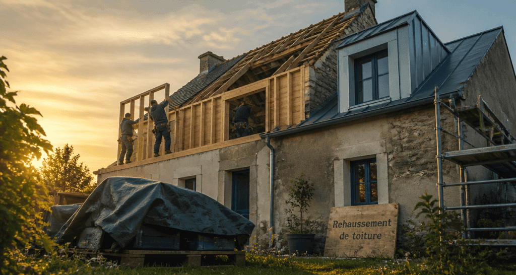Rehausser toiture ossature bois artisans