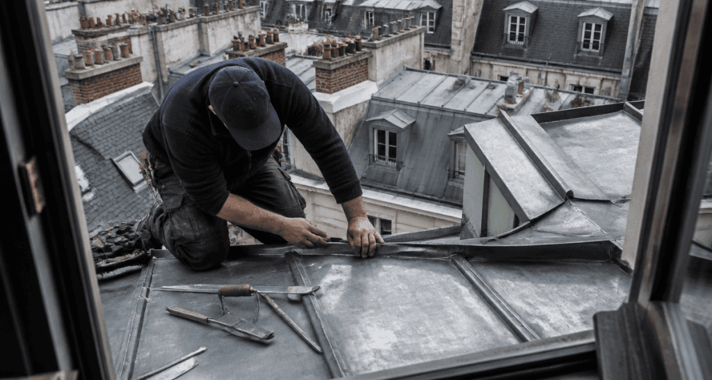 terrasson en zinc posé par couvreur