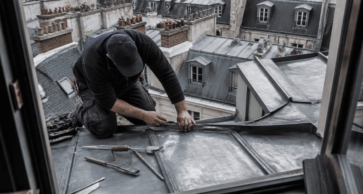 terrasson en zinc posé par couvreur