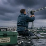 dépannage antenne tv technicien ajuste antenne