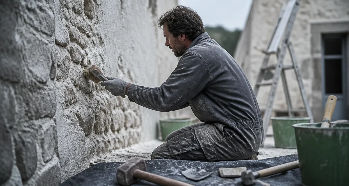 enduit pierre vue artisan mur ancien