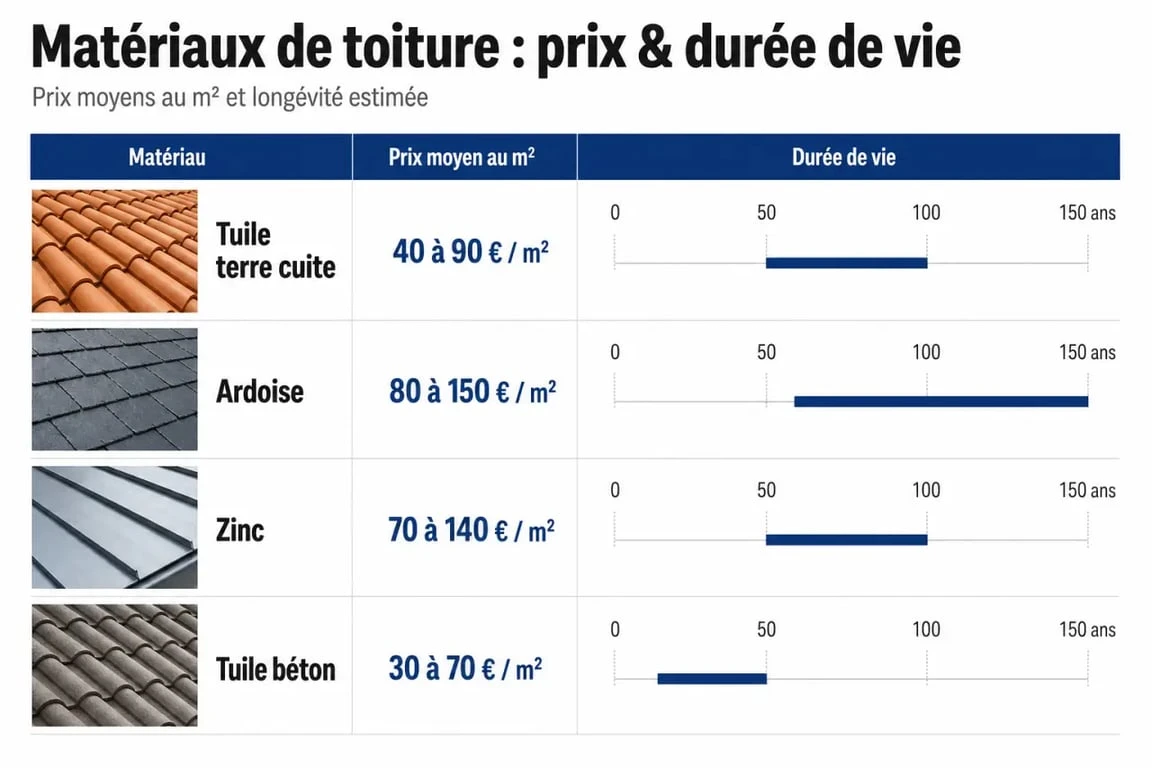 Comparatif des matériaux pour une toiture à refaire : prix et durée de vie