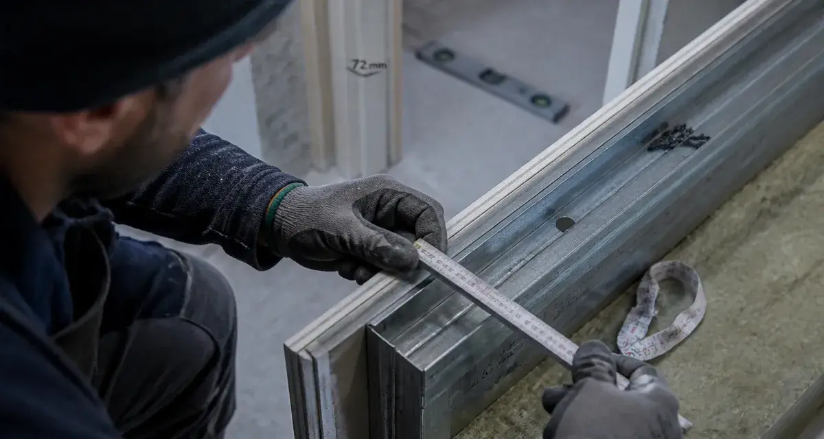 Mesure d’une épaisseur cloison placo avec rail 48 mm, artisan et plaques BA13