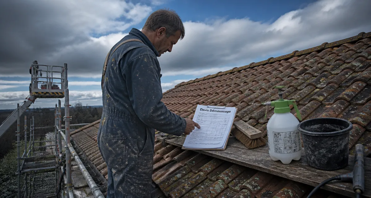 exemple devis démoussage toiture artisan sur toit