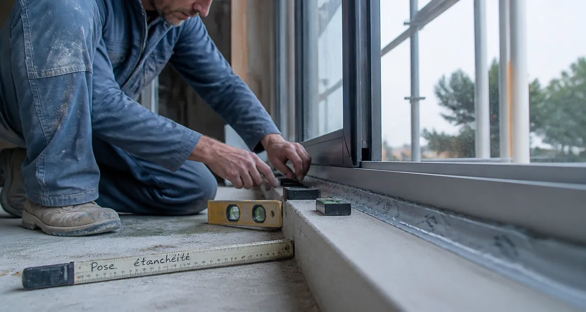 Installation baie vitrée : pose étanchéité, calage et mastic silicone